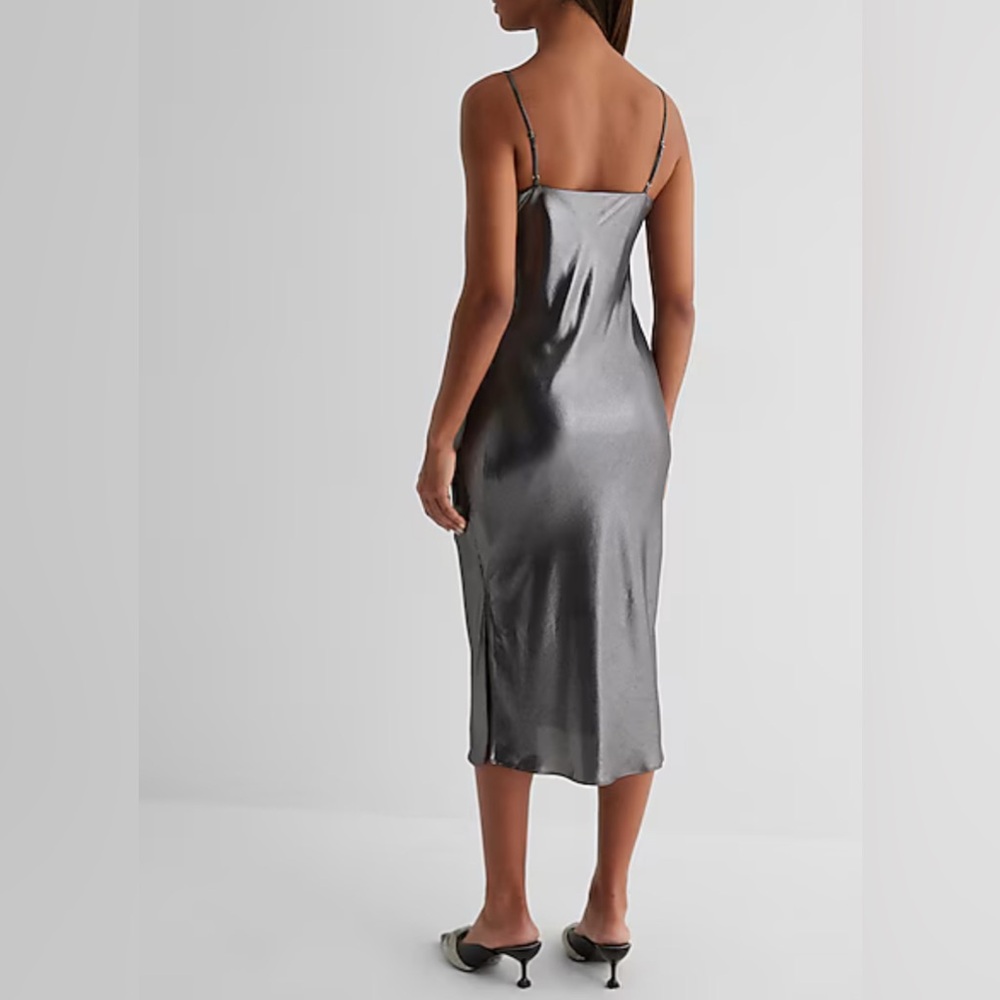 Metallic Scoop Neck  Cami Midi Slip Dress - Picture 2 of 3